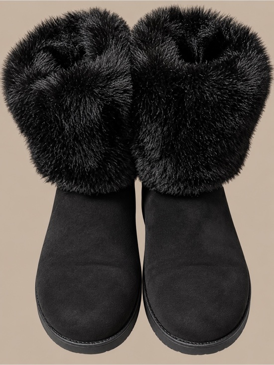 GBG Los Angeles Shoes - GBG Los Angeles Black Faux-Fur Winter Ankle Boots